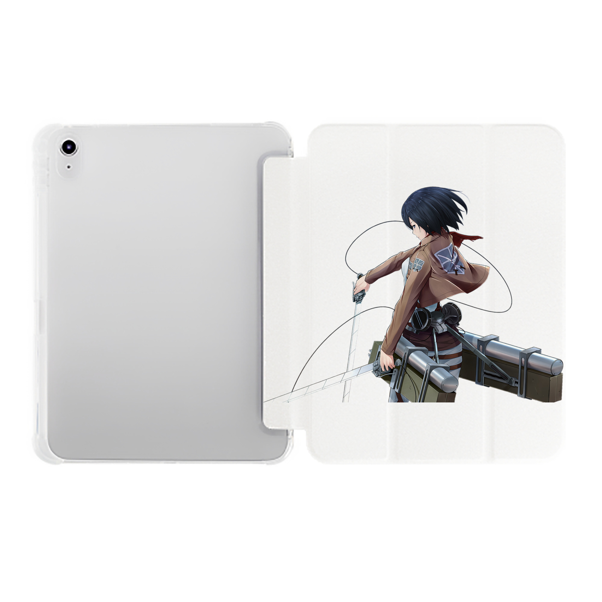 （画像用） 進撃の巨人 ミカサ·アッカーマン Attack on Titan Mikasa Ackerman IPad ケース ペン収納付き 三つ折りスタンド PUレザー×シリコン 対応機種9.5/10.5/10.9インチ